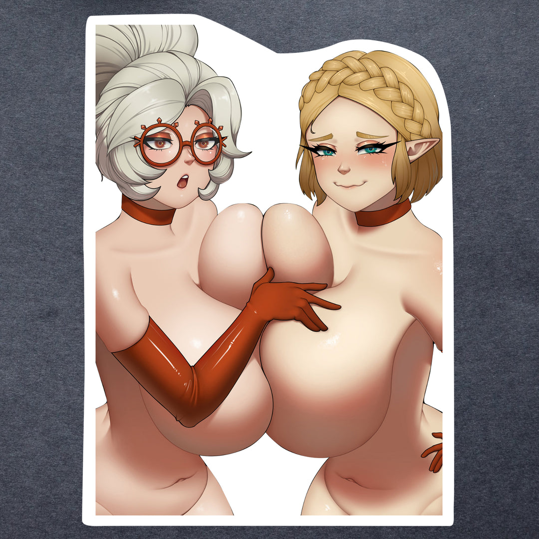 Legend Of Zelda Purah And Zelda Boob Competition Sticker
