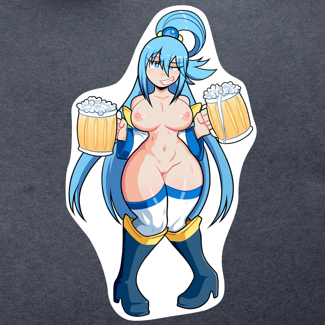 Aqua Double Beers And D's Sticker