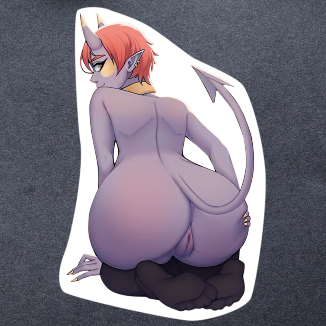 Sexy Succubus Purple Demon Girl Spreading Her Cake Sticker